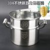 廠家直銷 304不銹鋼湯鍋煲雙耳直角加厚復底電磁爐通用