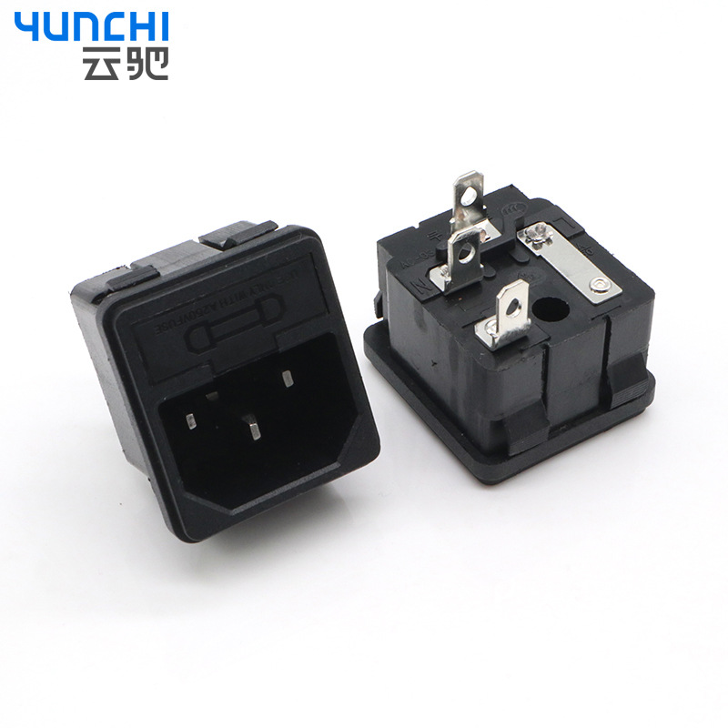 AC-02品字二合一插座 卡式公座 插座二合一帶保險(xiǎn)絲AC02電源插座