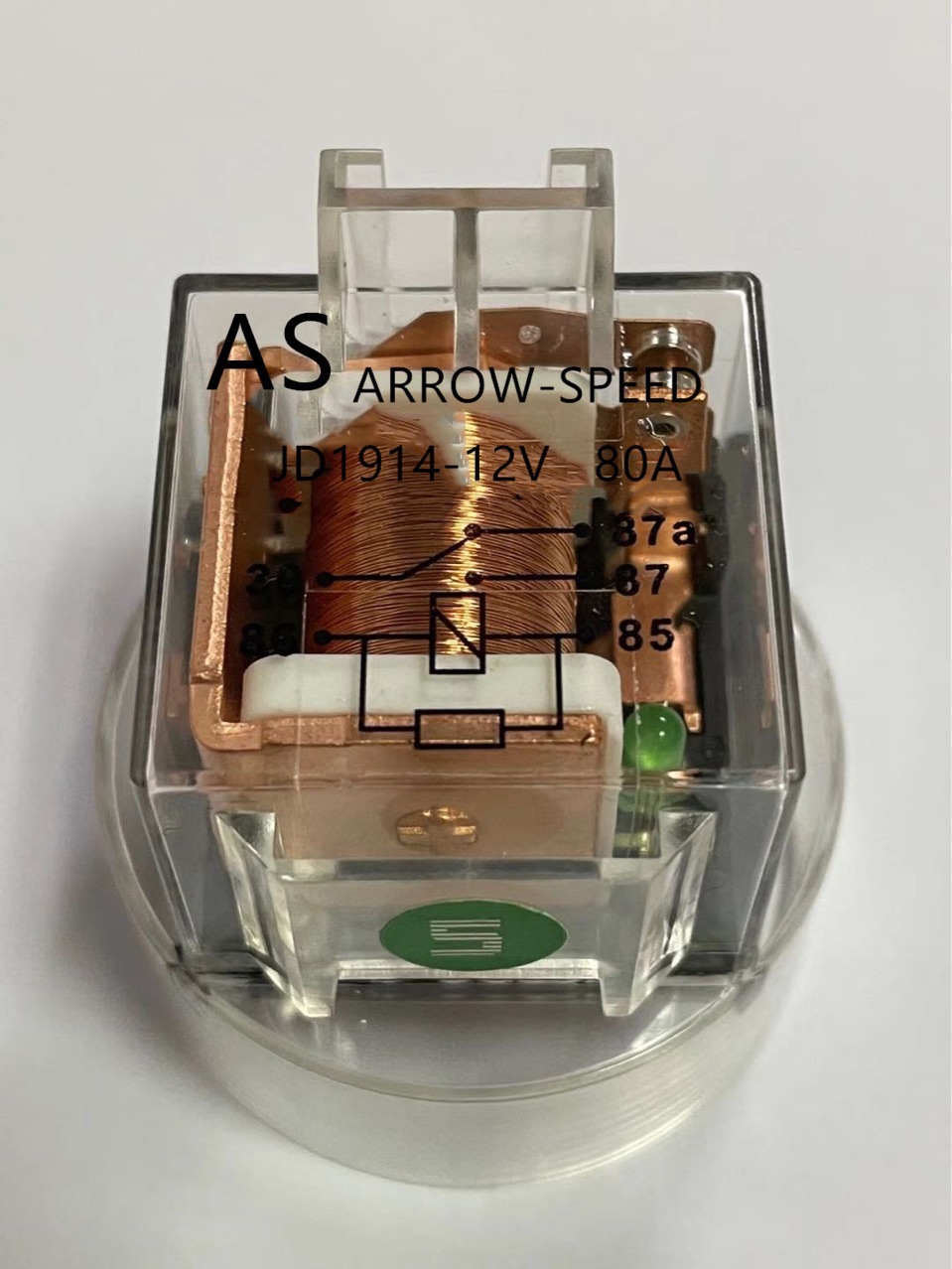 AS透明圓殼雙觸點帶燈繼電器JD1914圓形汽車?yán)^電器12V80A