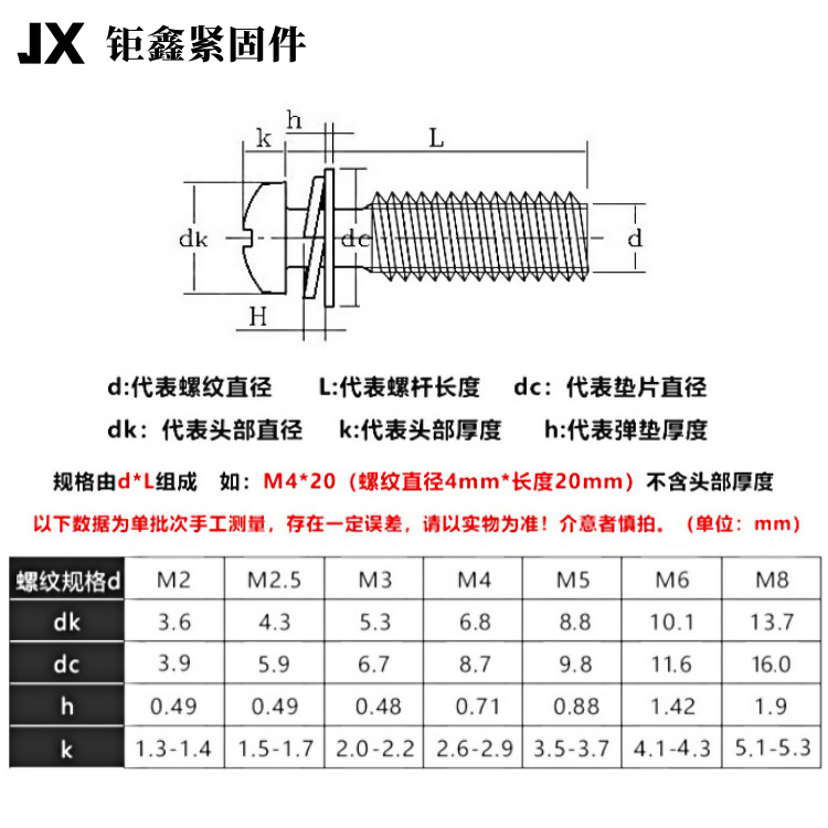304不銹鋼十字槽盤頭三組合螺絲 圓頭十字平彈墊組合螺釘GB9074.8