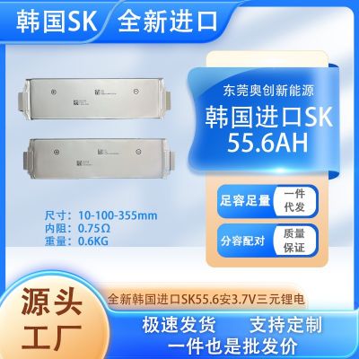 全新韓國進(jìn)口sk55.6ah原極耳帶碼A品三元聚合物高倍率鋰電芯電動